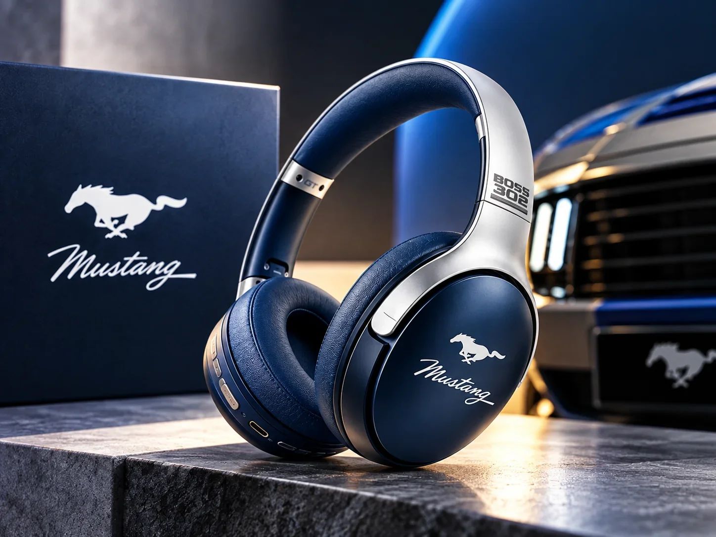 GoBoult Mustang Boss 302 Wireless Headphones – GT Blue