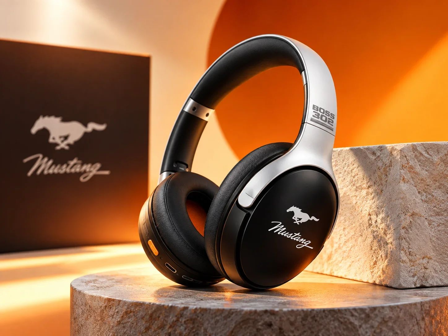 GoBoult Mustang Boss 302 Wireless Headphones – Silver Black