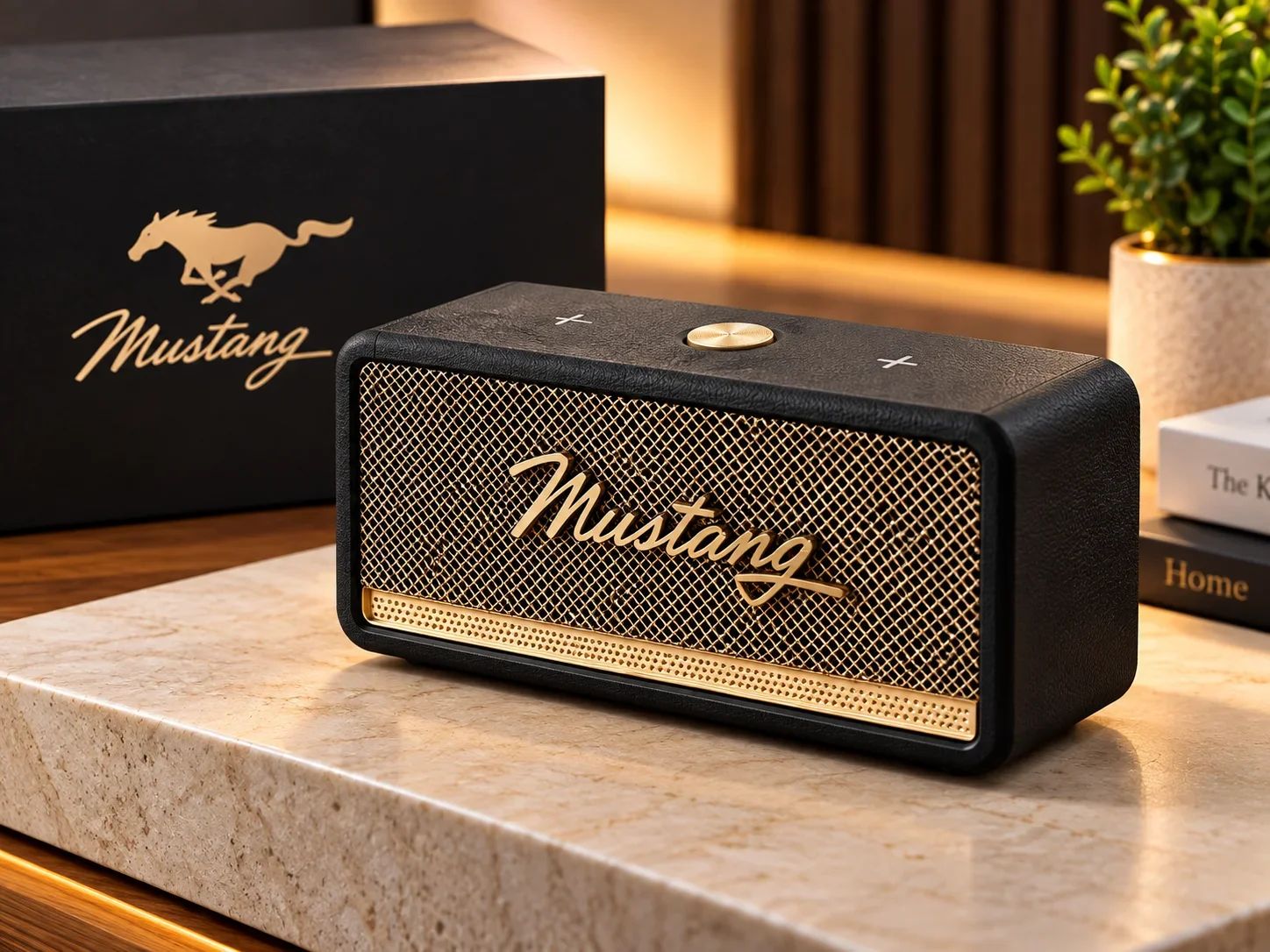 GoBoult Mustang Classic Wireless Bluetooth Speaker – Vintage Black & Gold