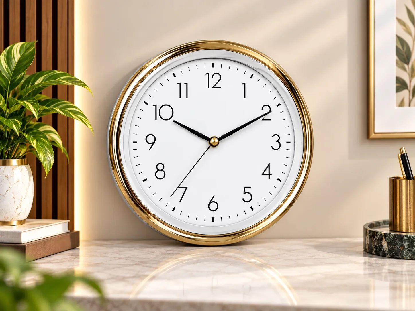Classic Gold Rim Minimalist Desk Clock