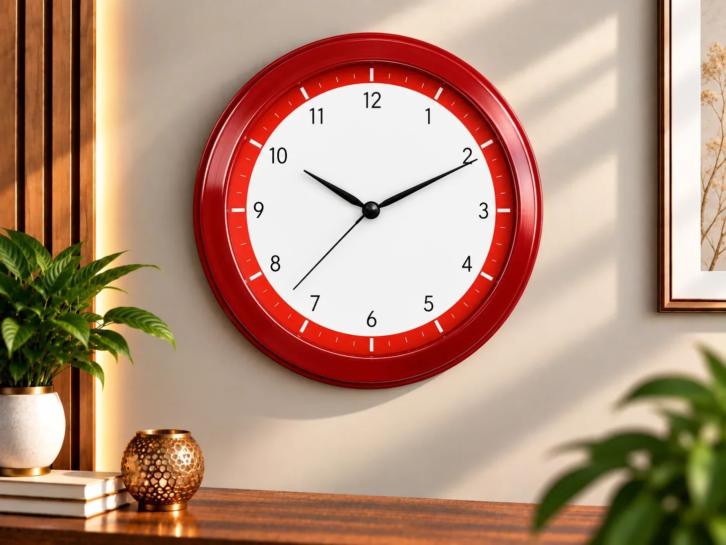 Classic Round Red & White Wall Clock