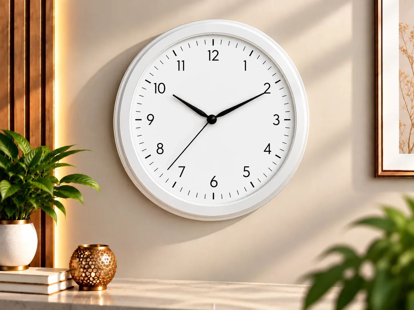 Clean Minimalist White Wall Clock