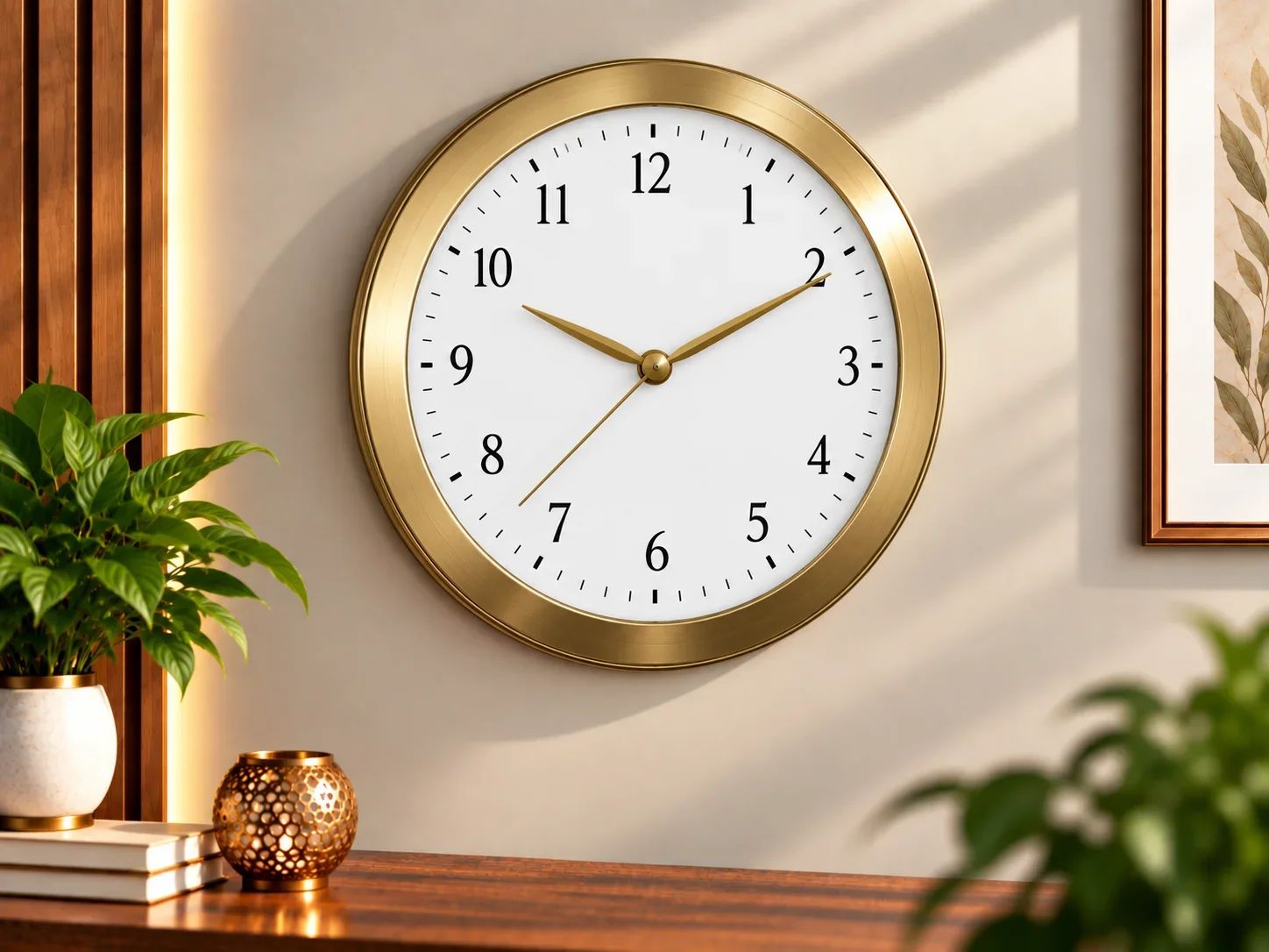 Premium Brushed Gold Metallic Wall Clock