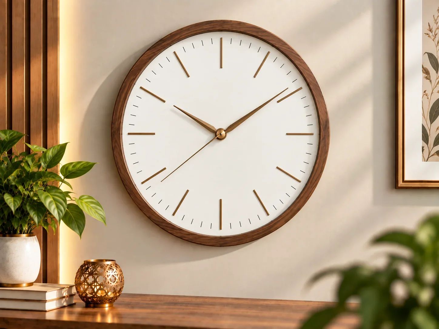 Modern Minimalist Wooden Frame Wall Clock