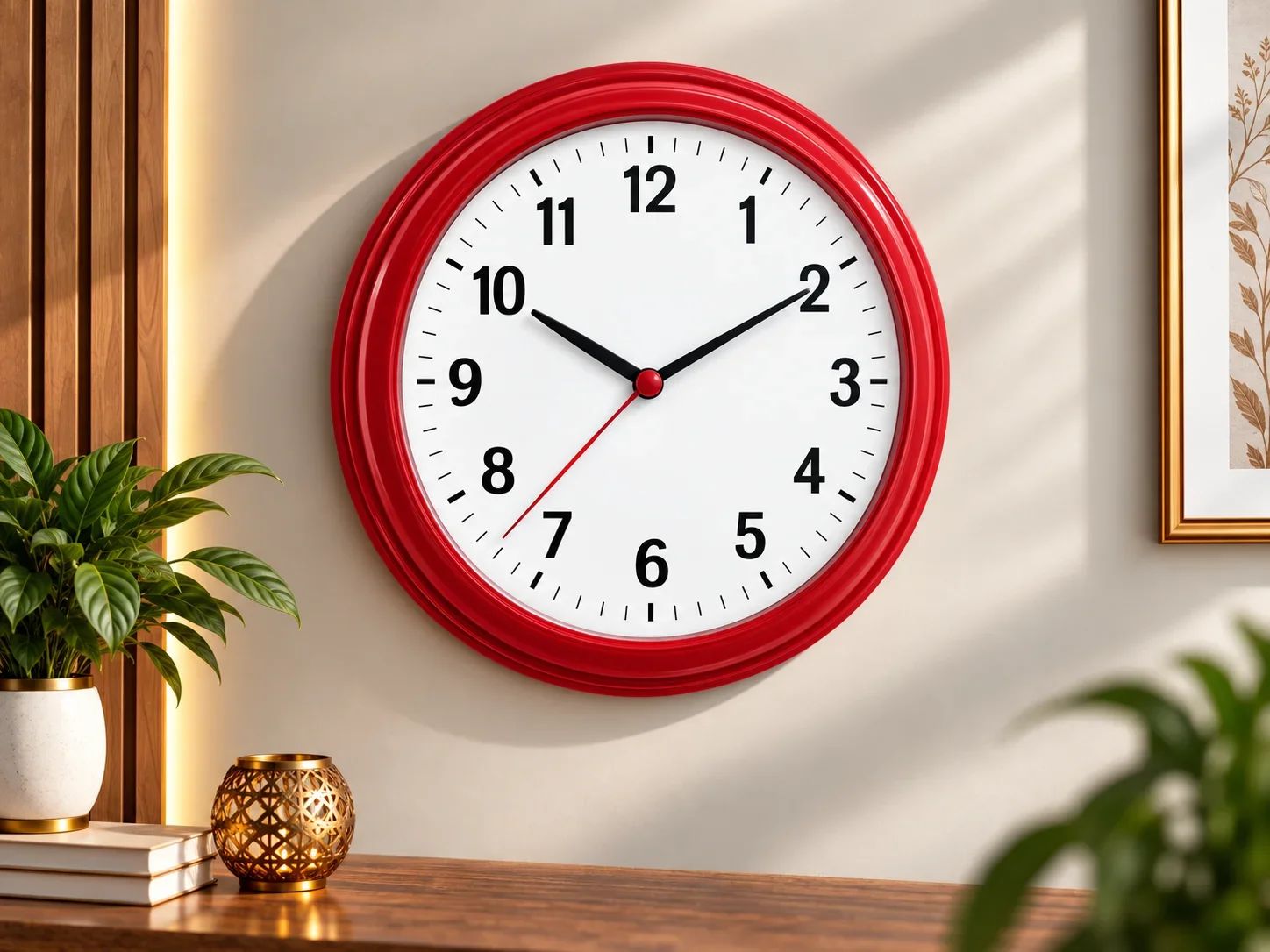Bold Cherry Red Round Wall Clock