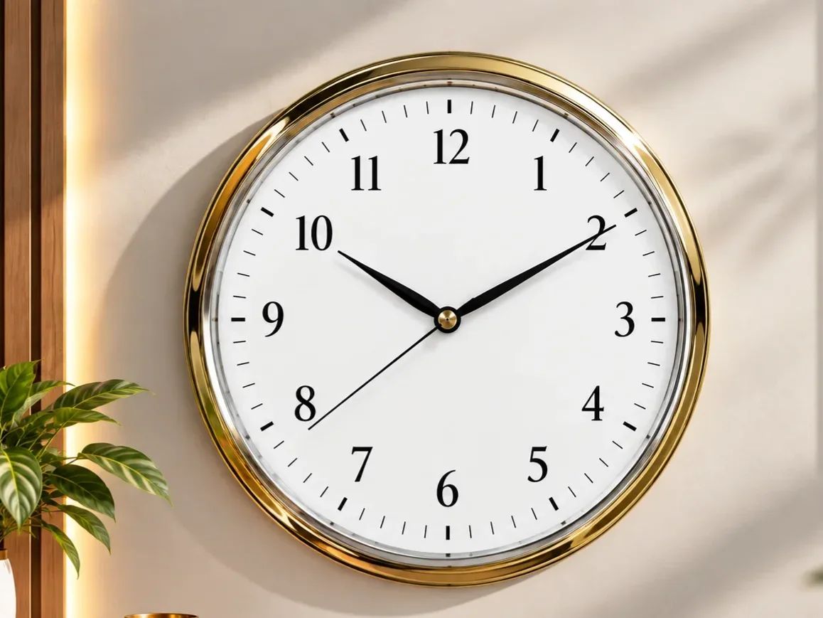 Polished Gold Wall Clock with Arabic Numerals