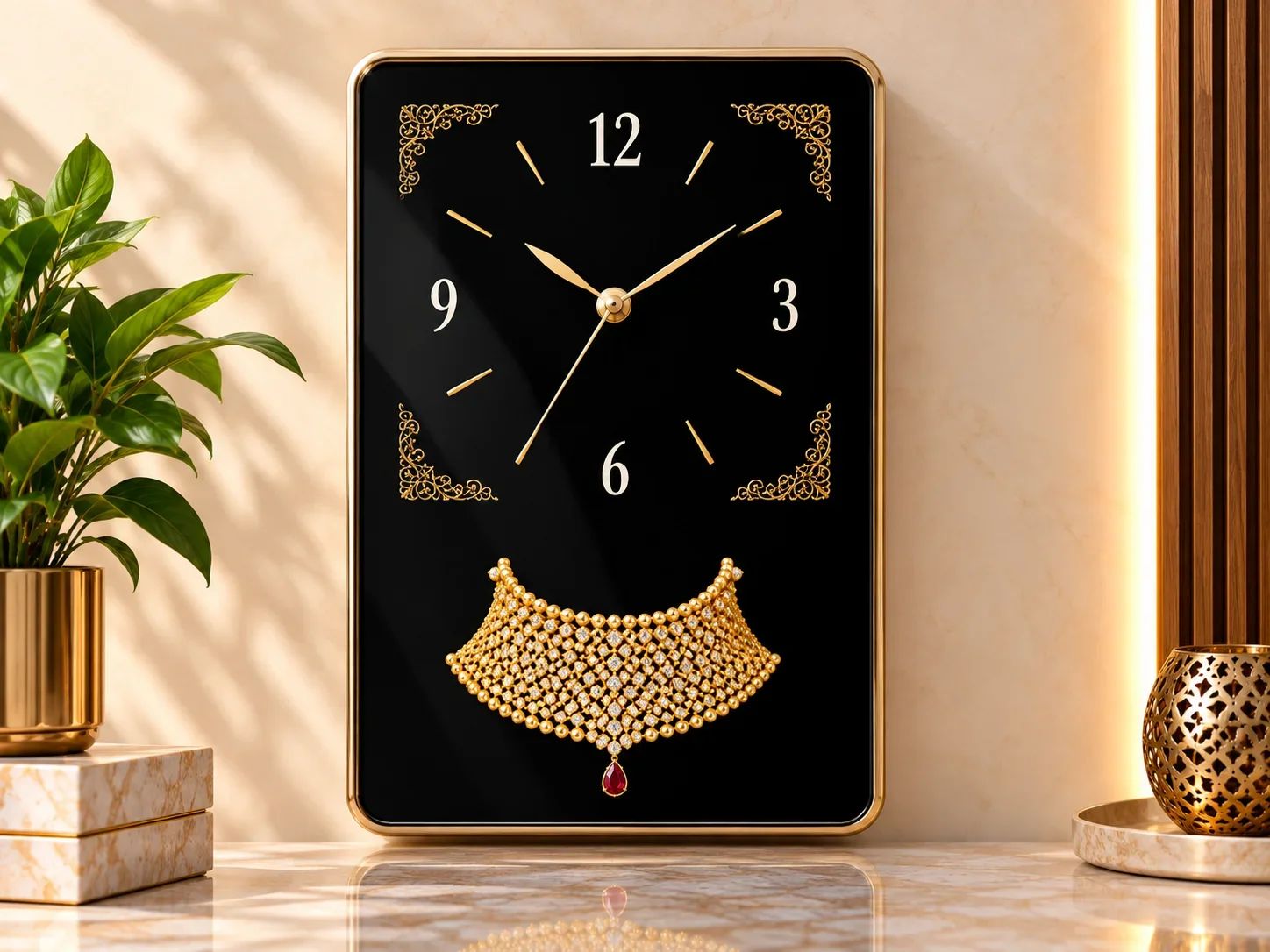 Rectangular Luxury Jewelry Display Wall Clock