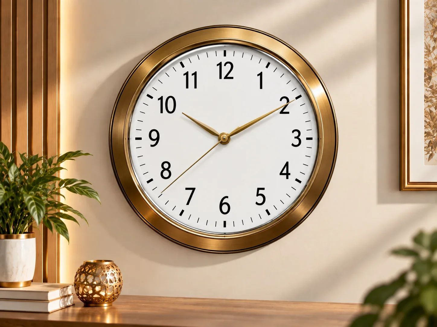 Brushed Brass Wall Clock with Arabic Numerals