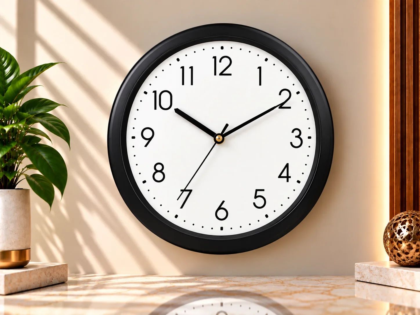 Classic Matte Black Round Wall Clock