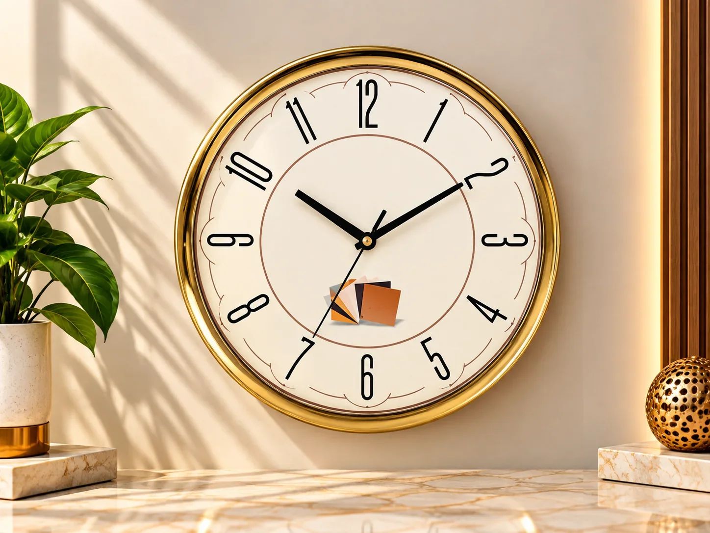Polished Gold Wall Clock with Color Swatch Graphic