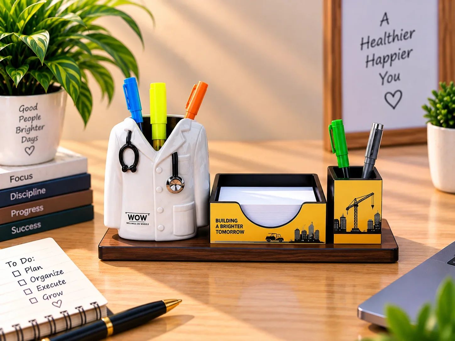 Novelty Doctor Coat Pen Holder & Desk Tray Set
