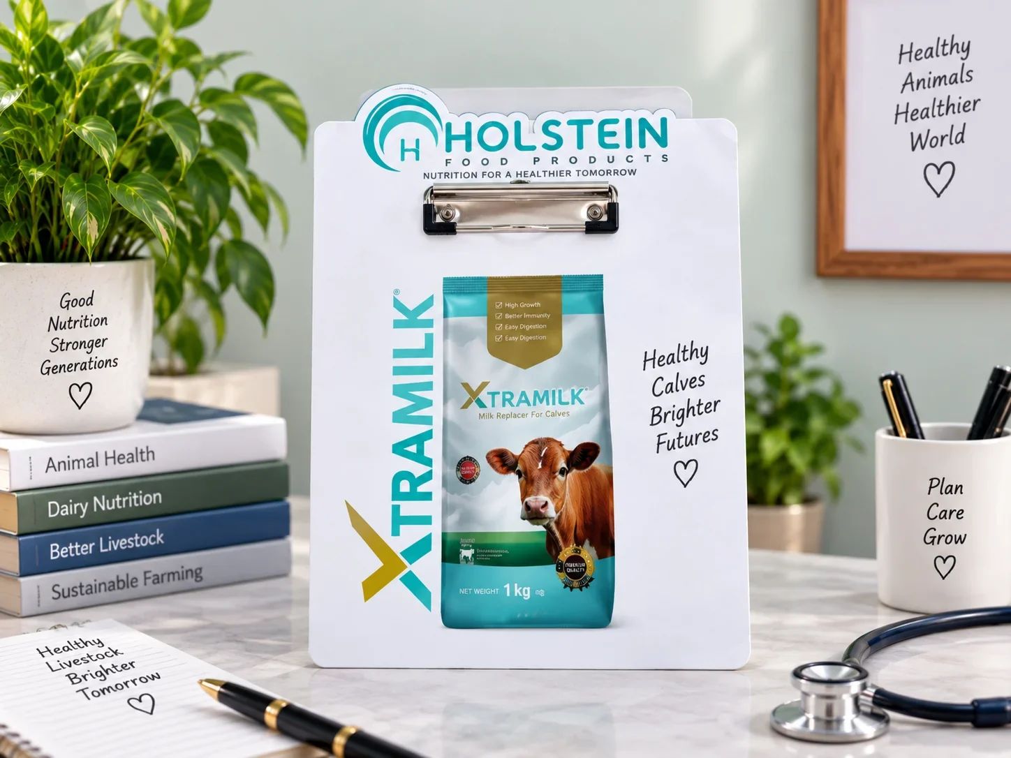 Holstein Xtramilk Desktop Clipboard Display Stand