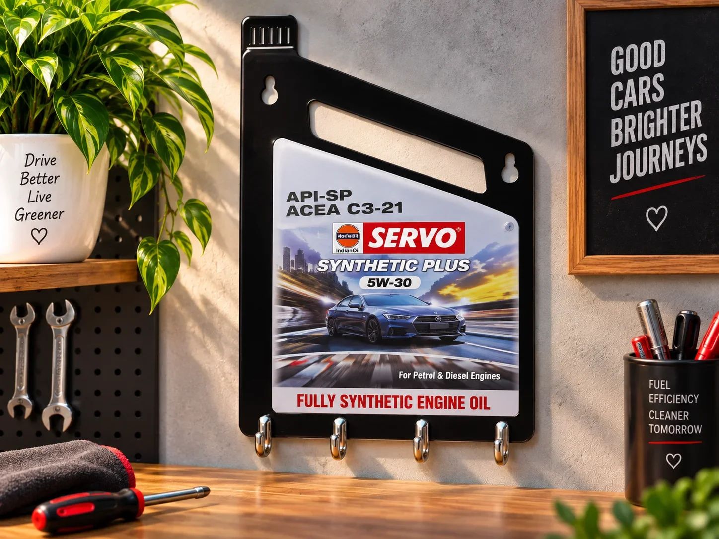 Servo Synthetic Plus Engine Oil Can Shaped Key Holder
