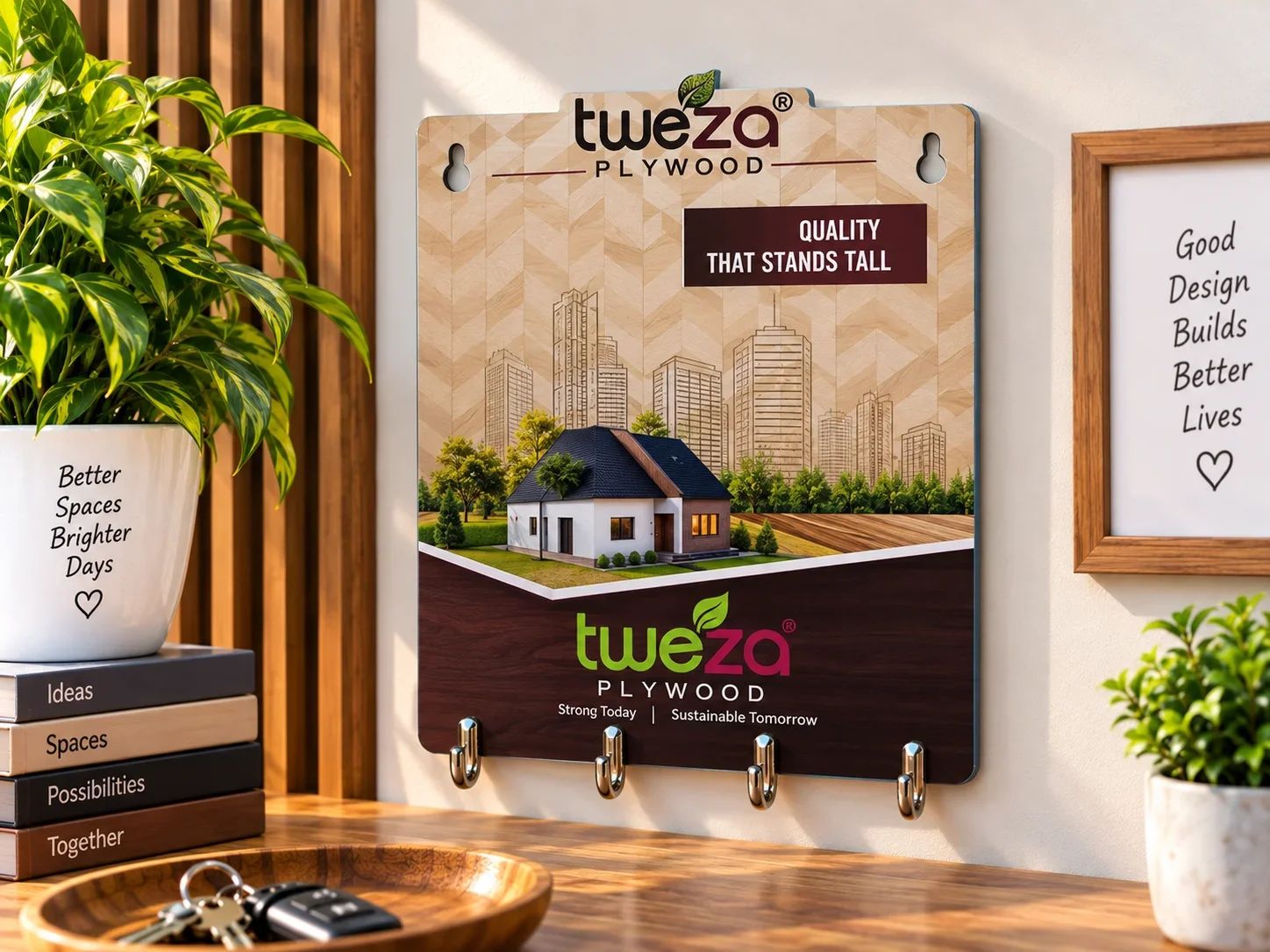 Tweza Plywood Custom Acrylic Key Holder Board
