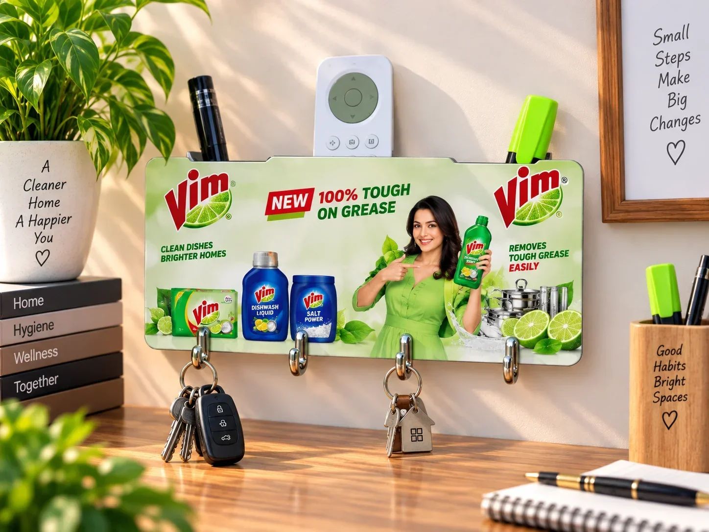 Vim Custom Printed Acrylic Wall Key Holder