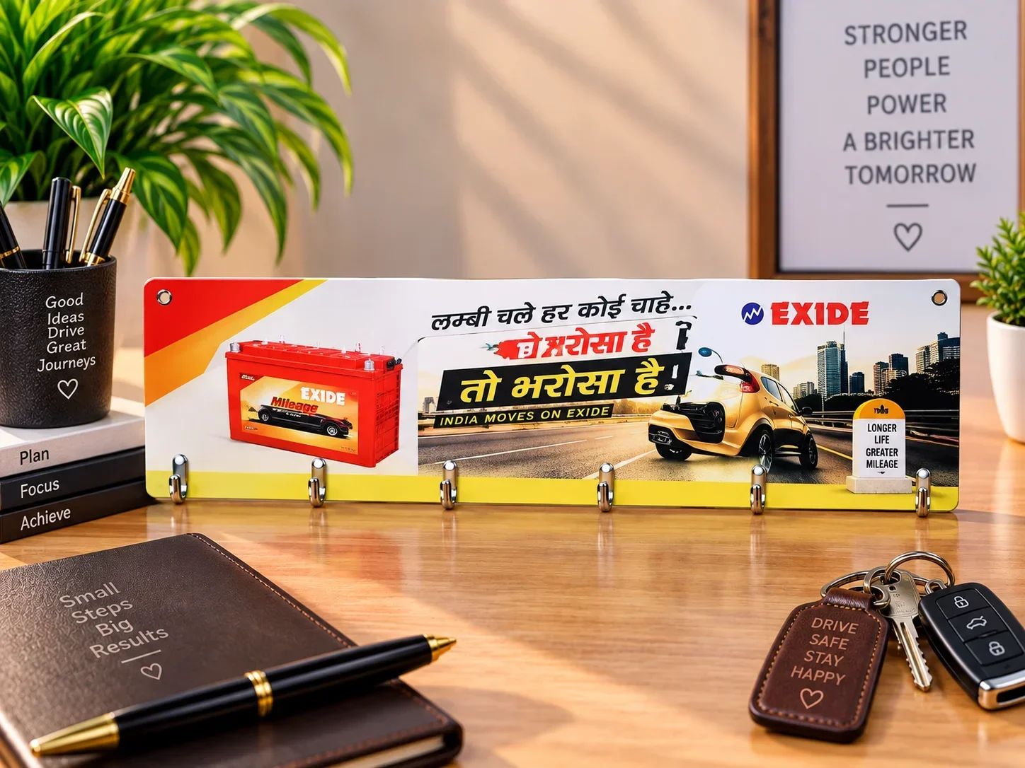 Exide Battery Custom Acrylic Key Holder Display Board