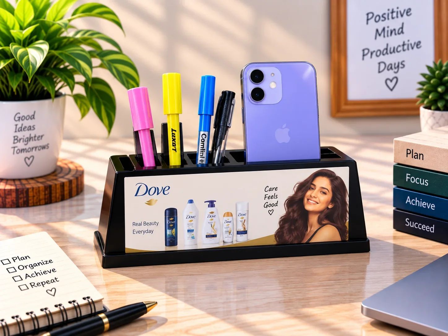 Dove Custom Desktop Desk Organizer & Phone Dock
