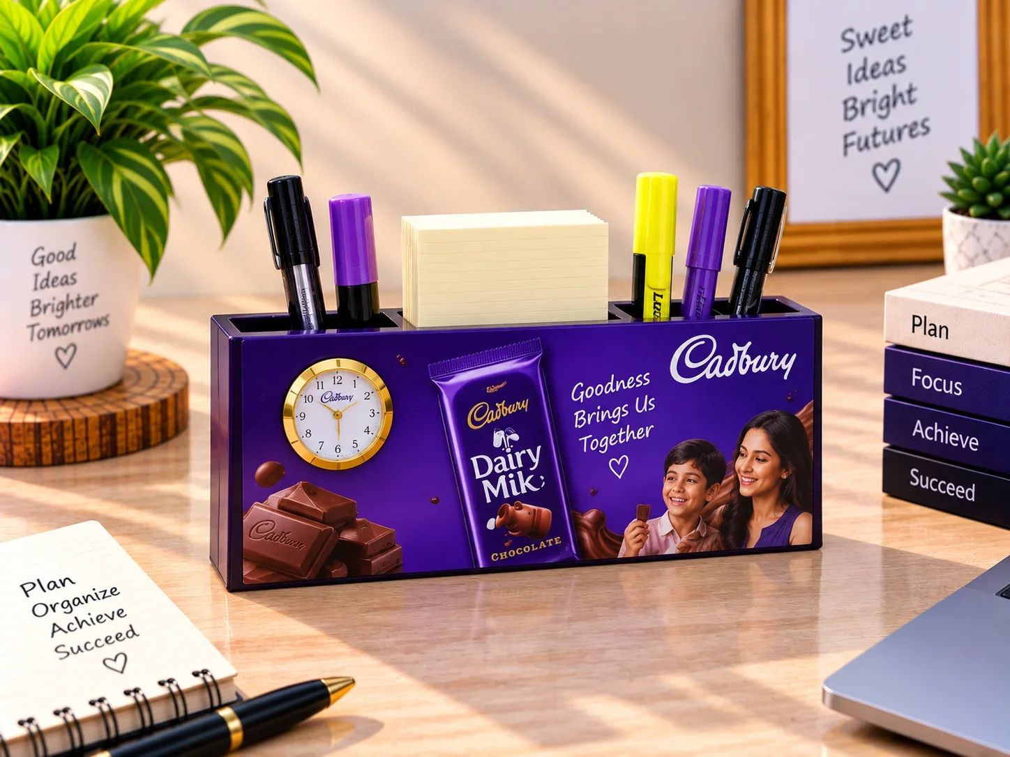 Cadbury Dairy Milk Desktop Organizer with Clock