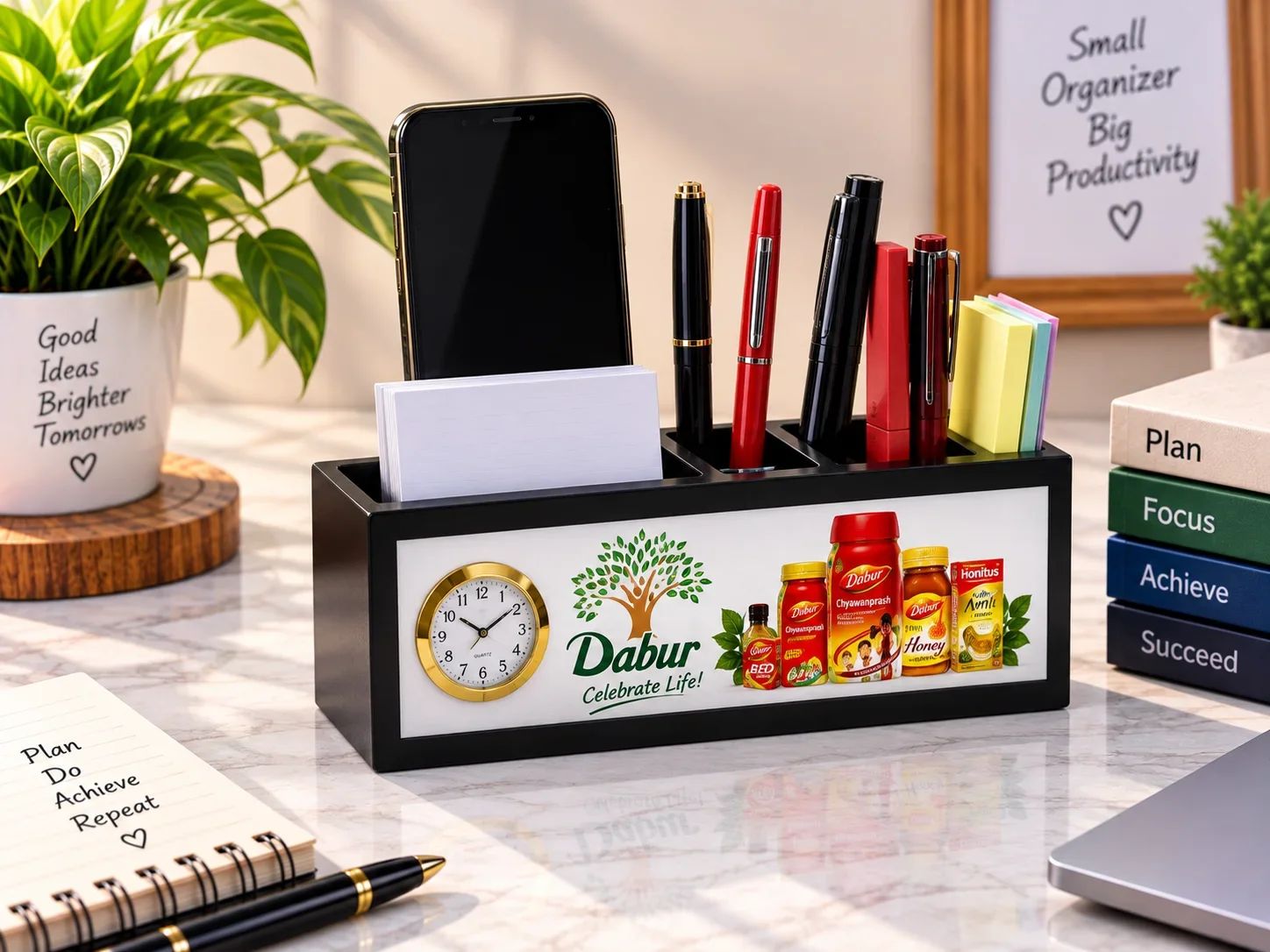 Dabur Custom Desktop Organizer with Clock