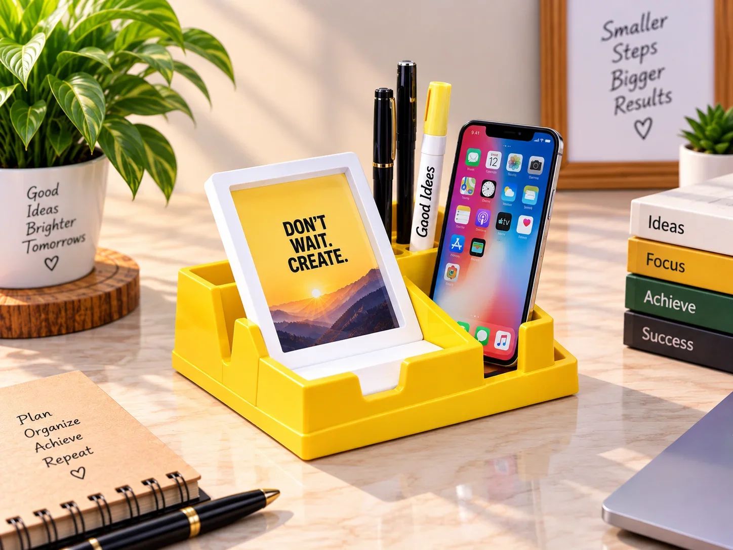 Executive Yellow Desktop Organizer with Frame