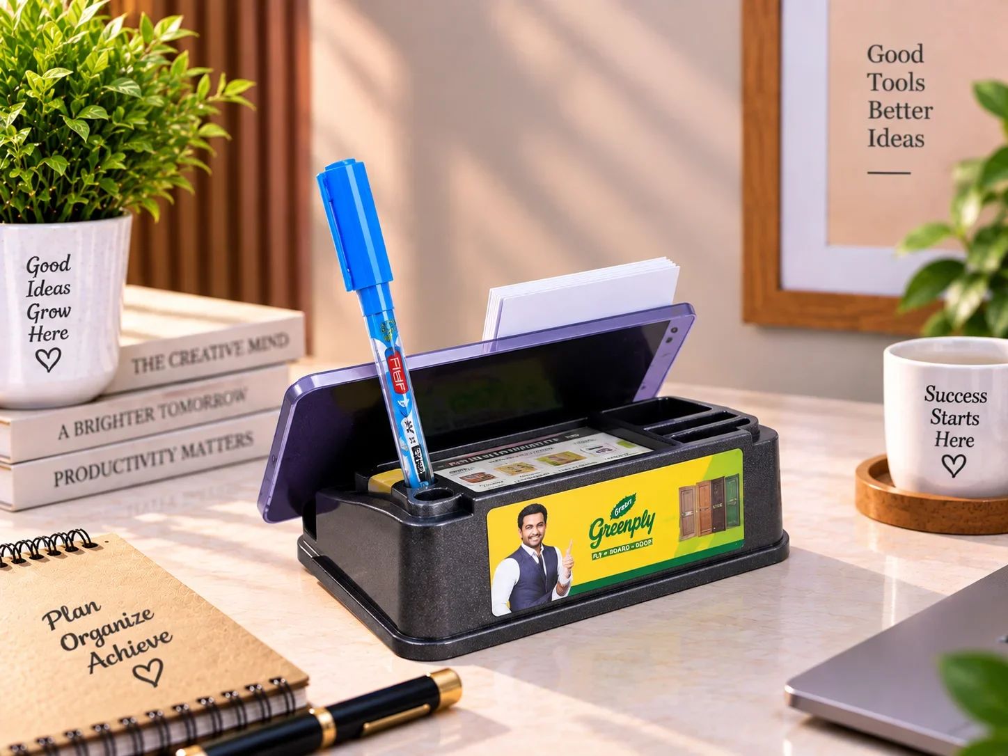 Executive Metallic Black Desktop Utility Tray