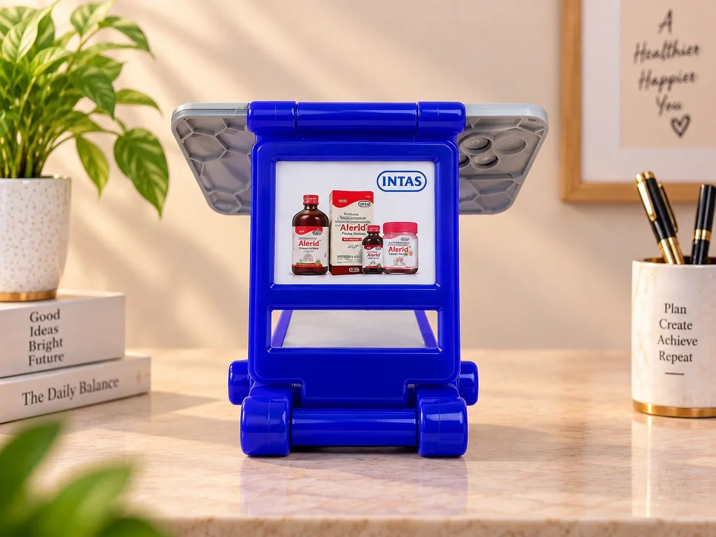 Royal Blue Folding Desktop Phone Stand & Display Holder
