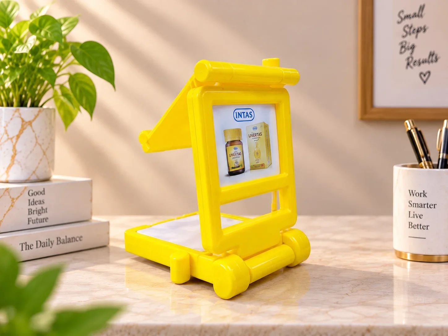 Bright Yellow Folding Desktop Smartphone Stand & Display Holder
