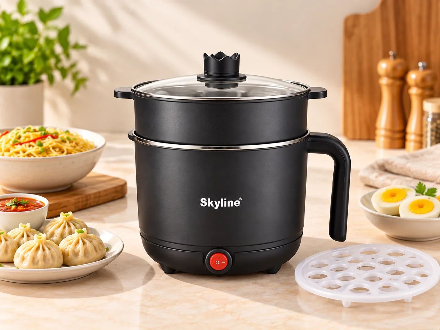 Skyline 2-in-1 Electric Multi-Cooker & Steamer with Non-Stick Bowl