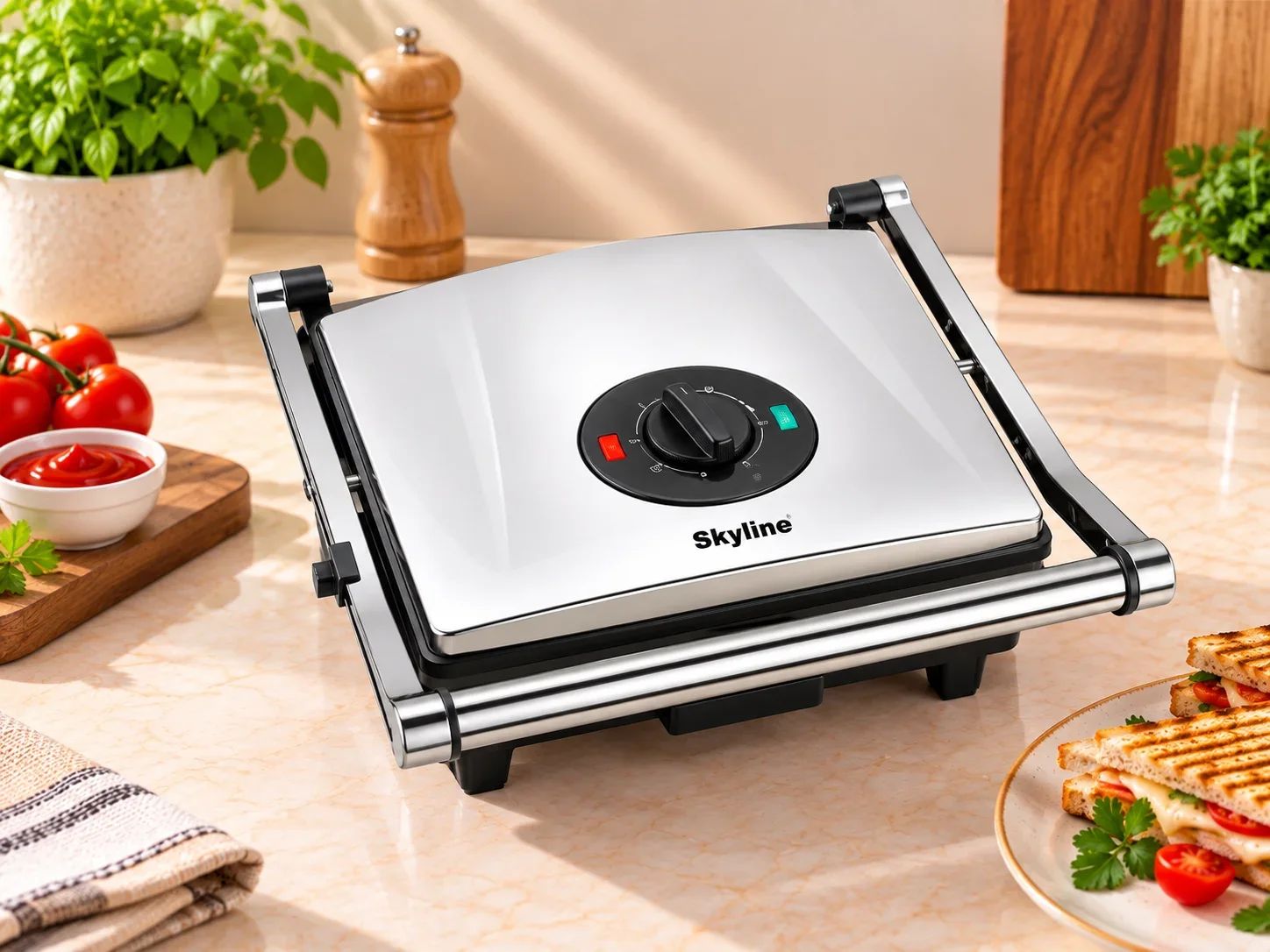 Skyline Stainless Steel Press Grill & Panini Toast Maker