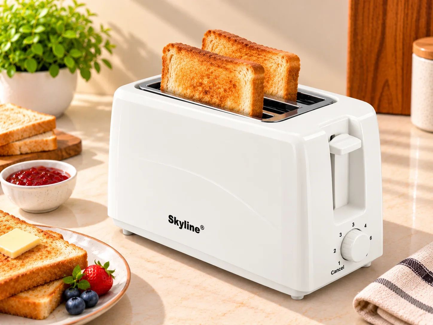 Skyline Compact 2-Slice Automatic Pop-Up Bread Toaster