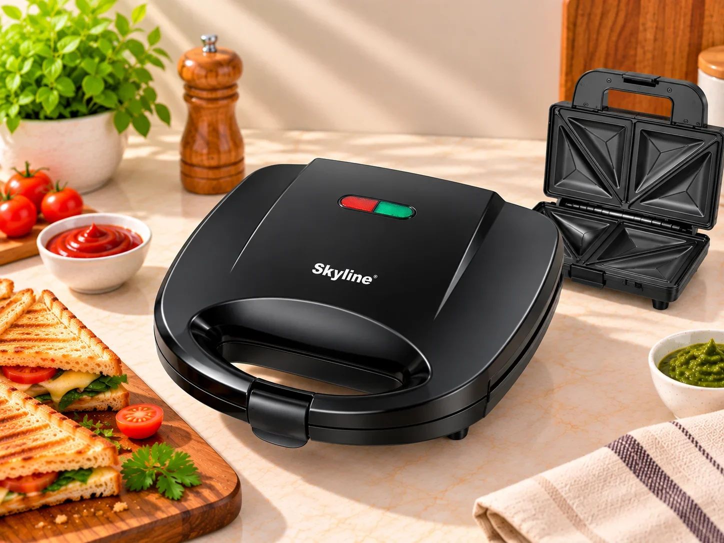 Skyline 2-Slice Non-Stick Triangle Toastie & Sandwich Maker