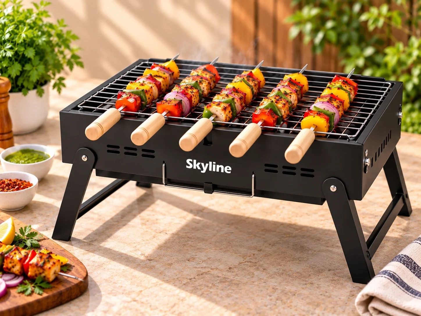 Skyline Compact Foldable Tabletop Charcoal Barbecue Grill