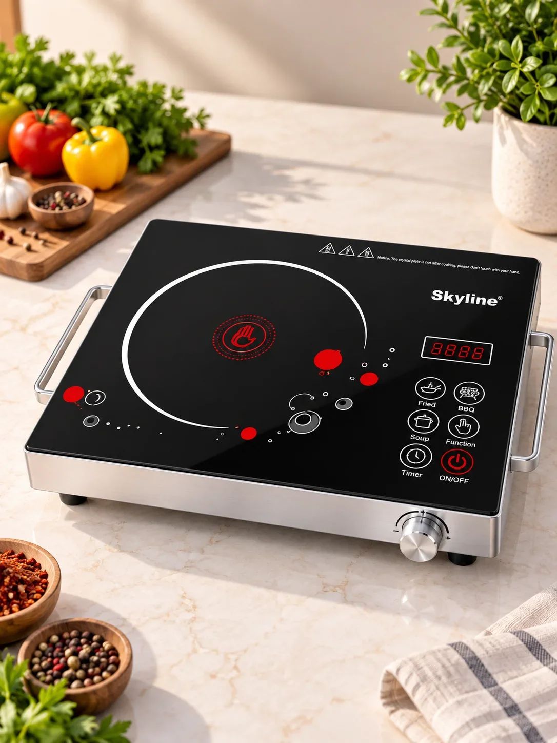Skyline Digital Smart Induction Cooktop with Knob & Touch Controls