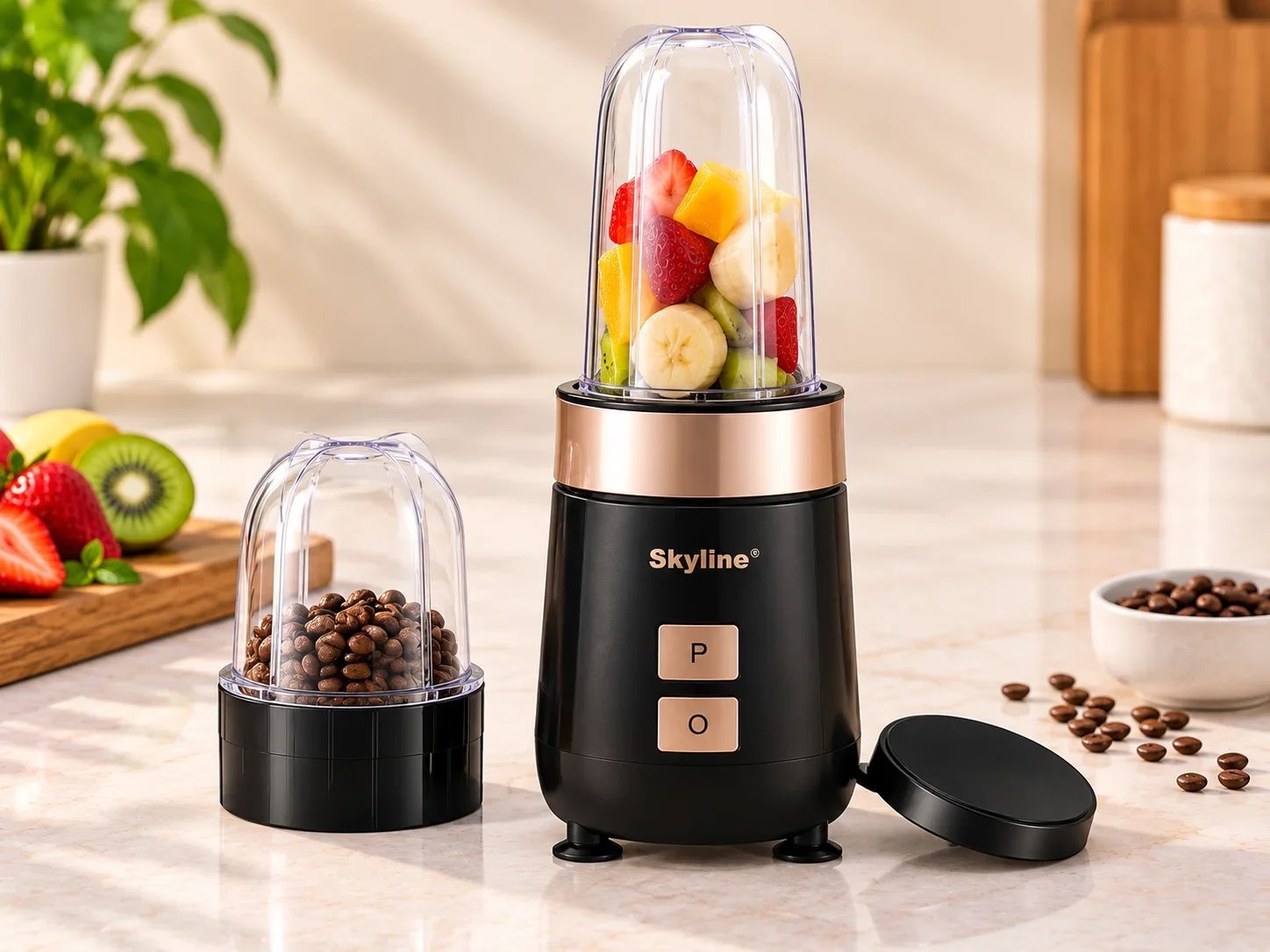 Skyline Matte Black & Rose Gold Personal Nutri Blender & Grinder
