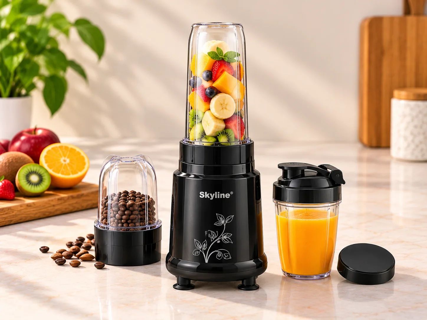 Skyline Compact Floral Nutri Blender with Travel Sport Bottle