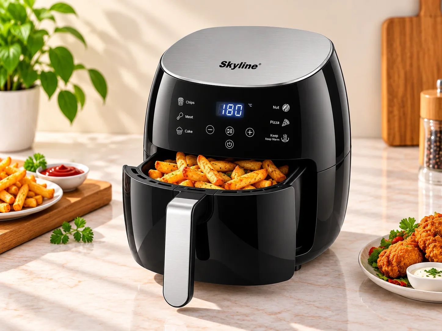 Skyline Digital Air Fryer with Stainless Steel Accent & Touch Preset Panel