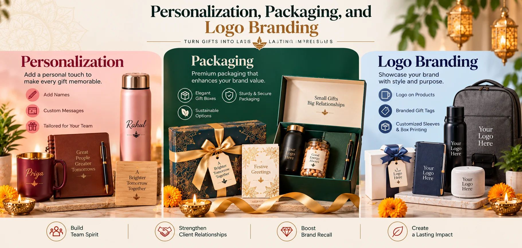 Personalized corporate Diwali gifts with logo