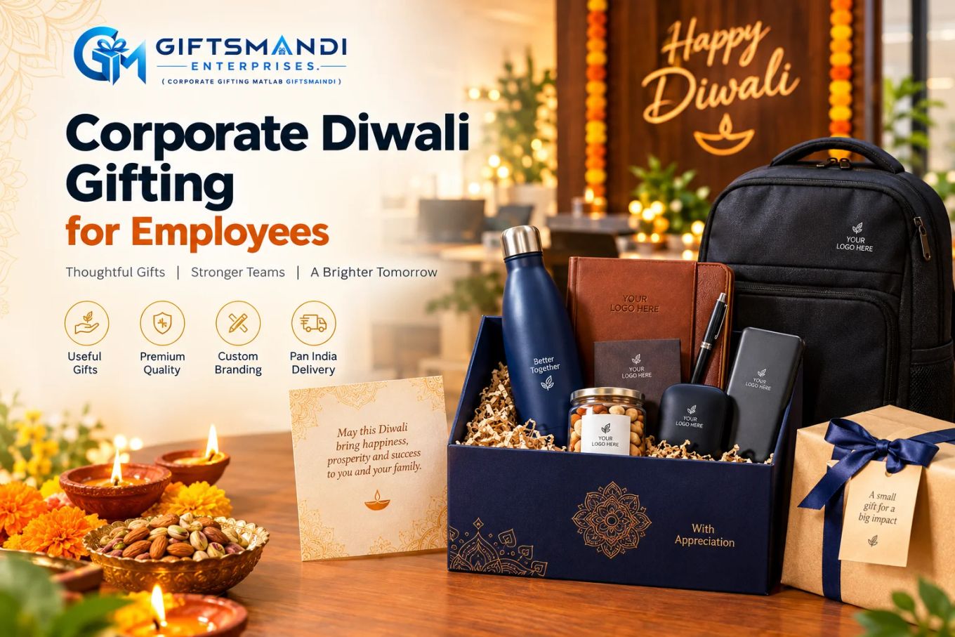 Corporate Diwali Gifting for Employees by GiftsMandi with premium branded gift hampers and festive gifts